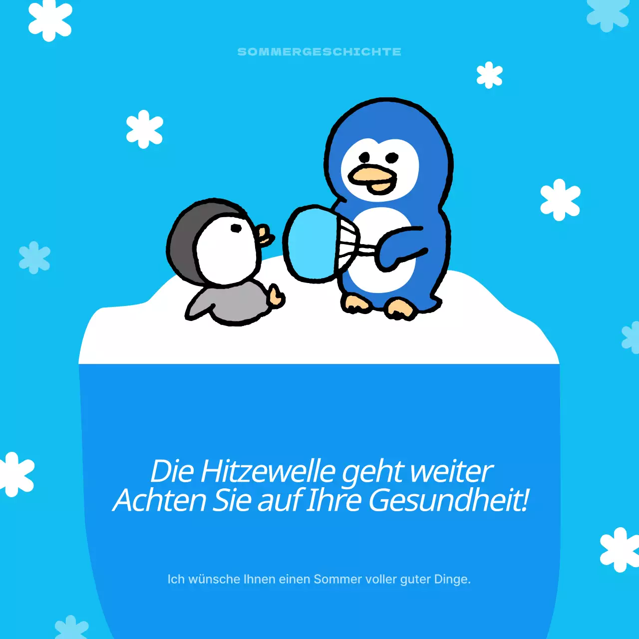 Eine hübsche Sommer-Grußkarte in Blau und Weiß