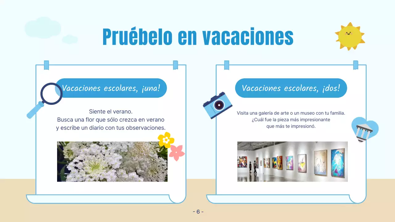 Una bonita presentación de vacaciones de verano en azul y beige