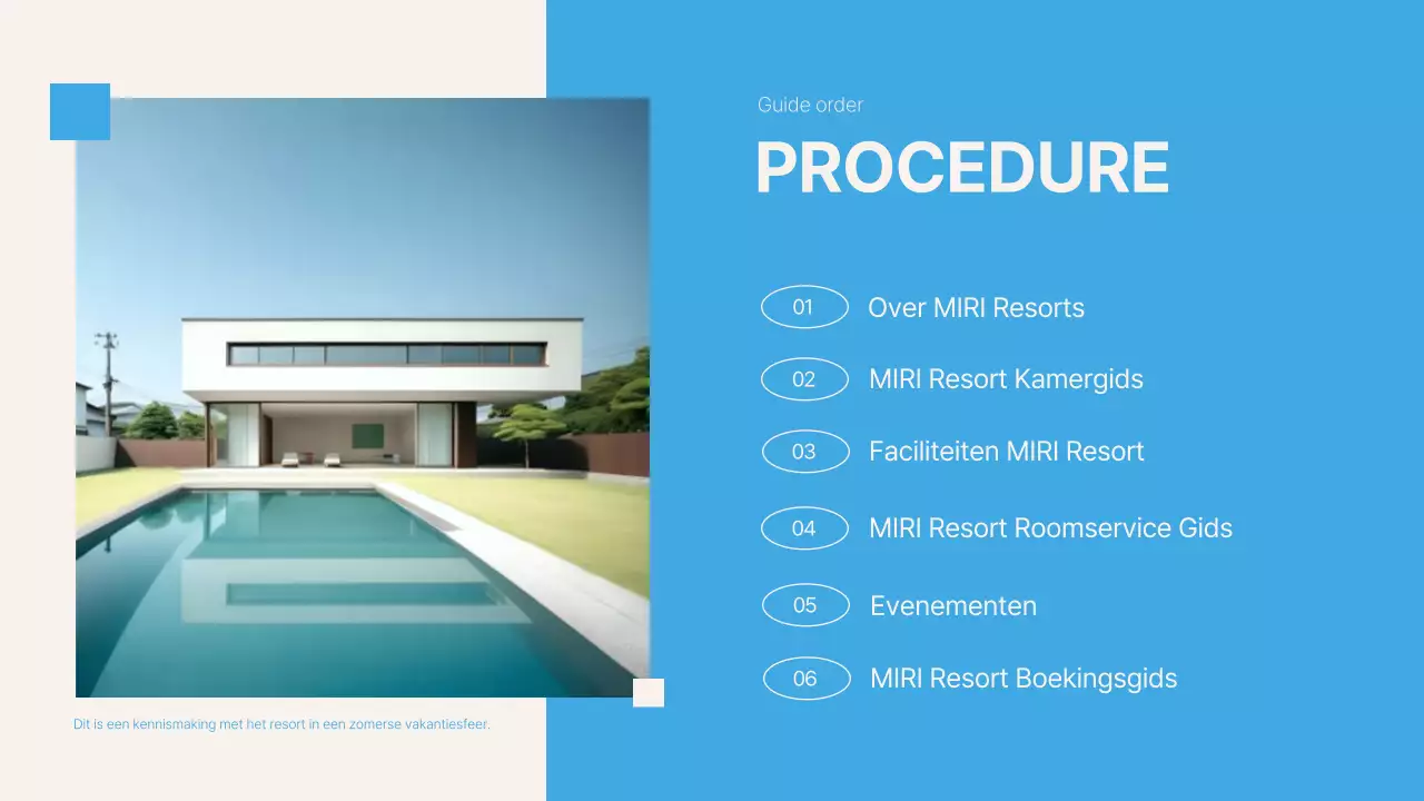 Een eenvoudige blauw en ivoorkleurige resortprimer