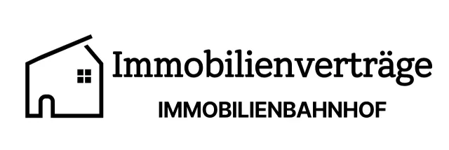 Immobilienvertragslogo mit Strichdarstellung in Form eines Hauses