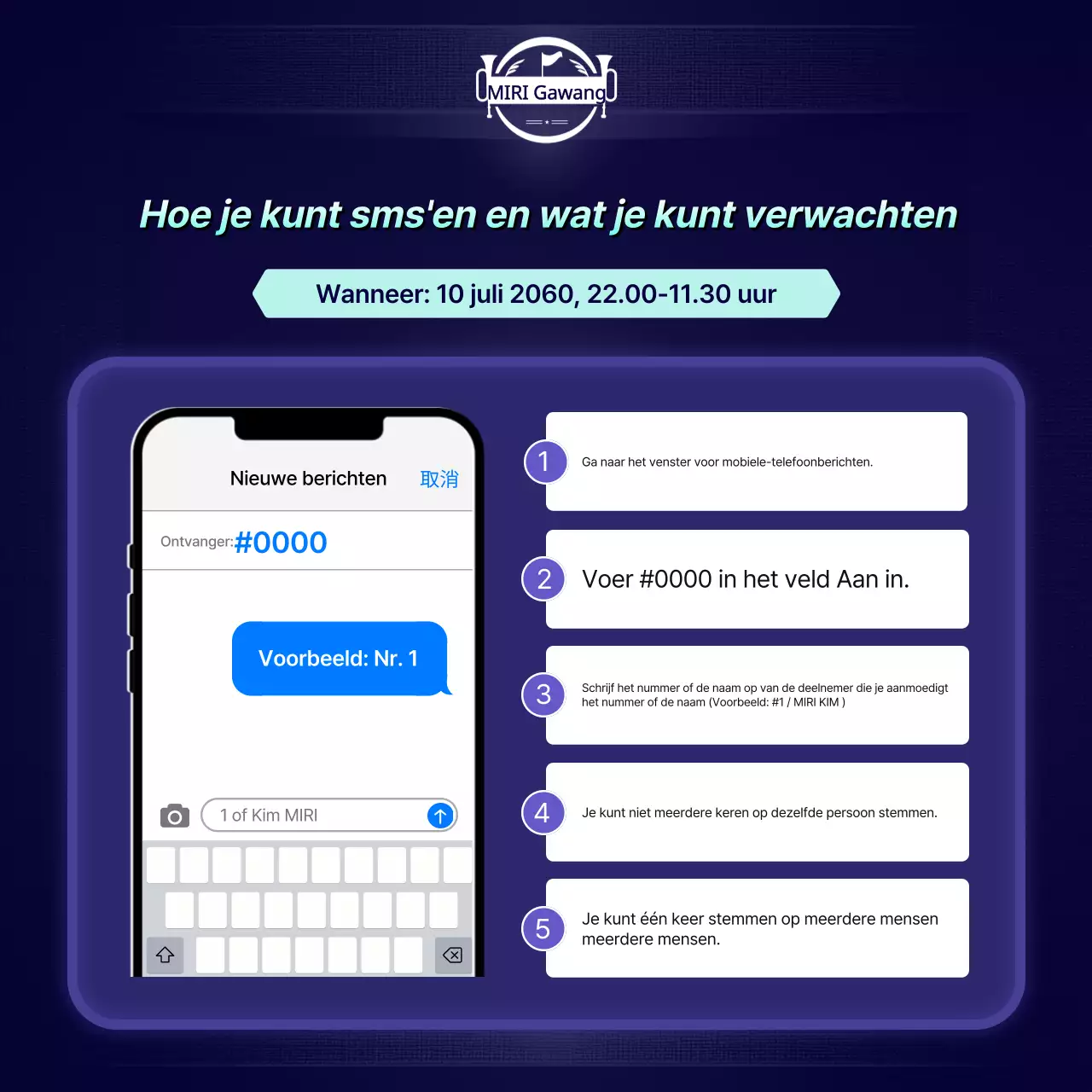 Eenvoudige tekst stemmelding in paars