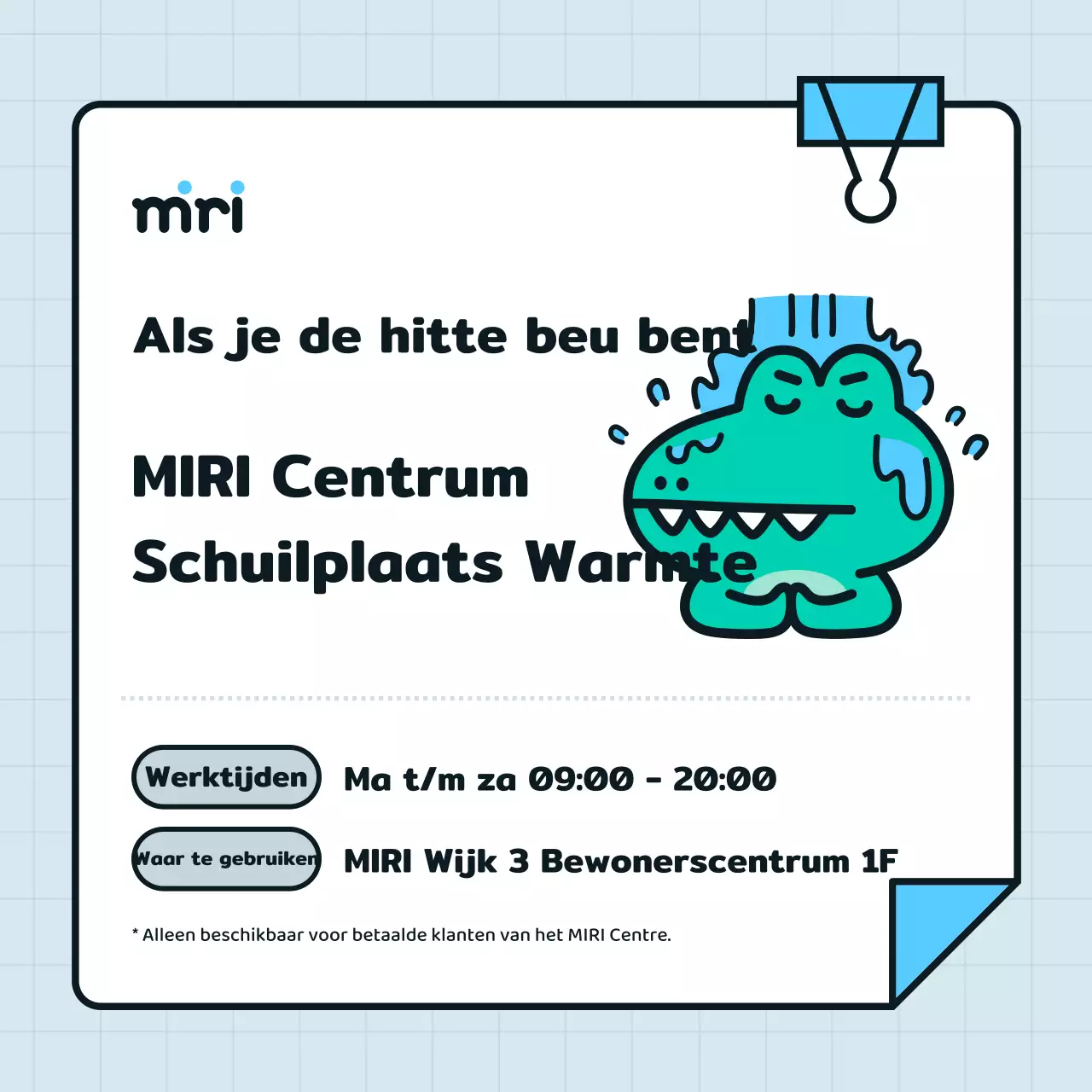 Promoot een eenvoudige schuilplaats voor hittegolven in lichtblauw en wit