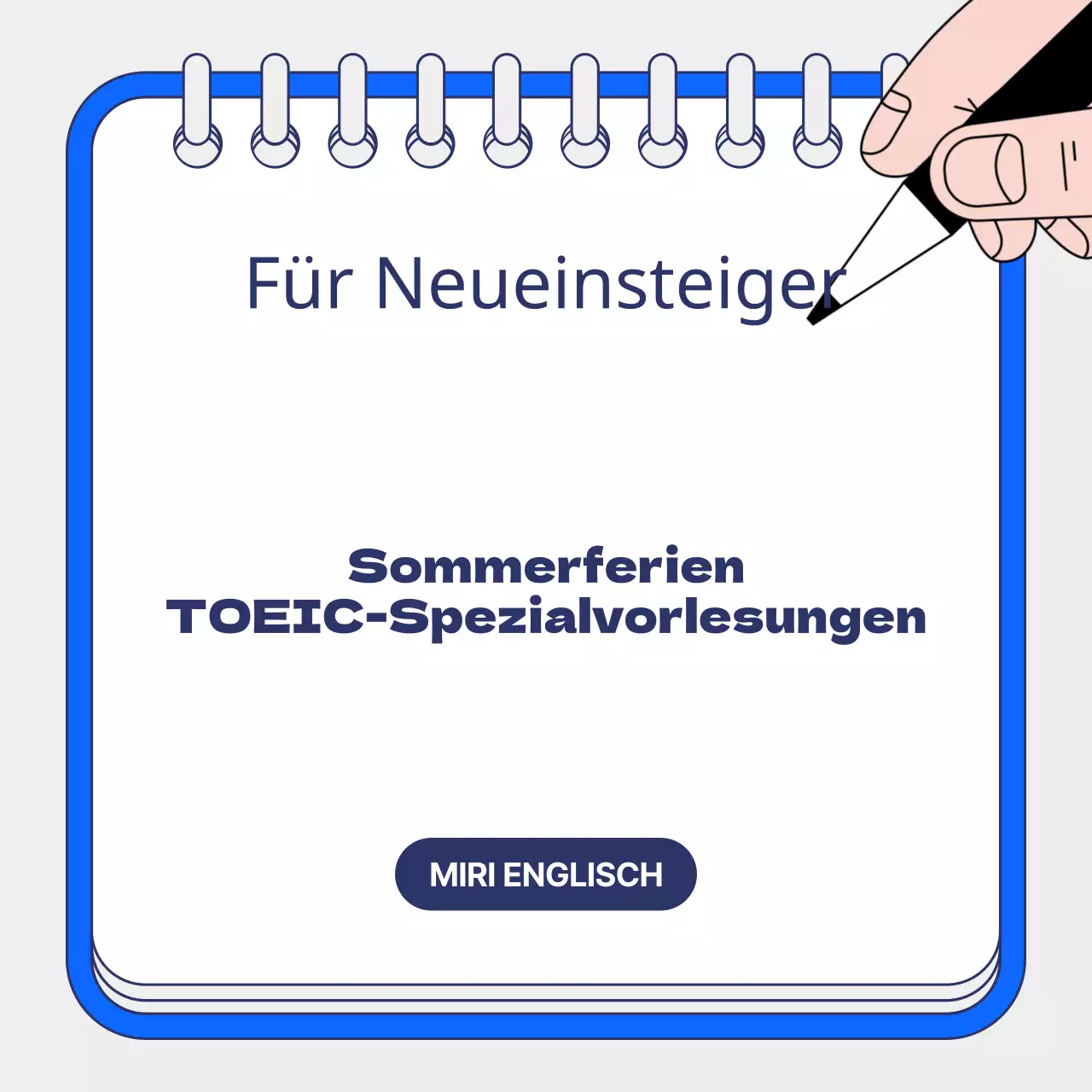 Förderung der TOEIC-Sommervorlesungen mit blauem Hintergrund