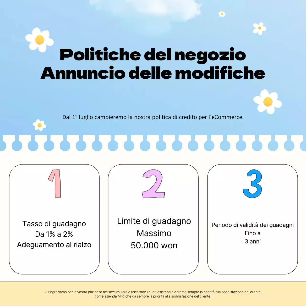 Annunciamo una modifica alla nostra politica sui centri commerciali di colore giallo e blu naturale.