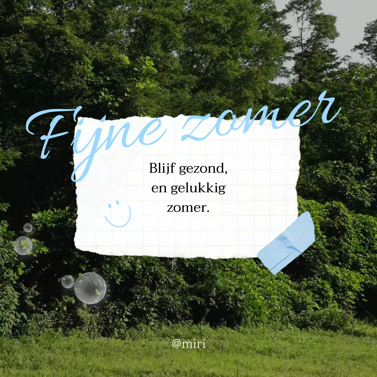 Kitscherige zomerwensadvertentie in wit en groen