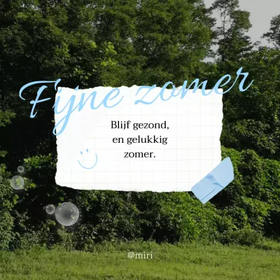 Kitscherige zomerwensadvertentie in wit en groen