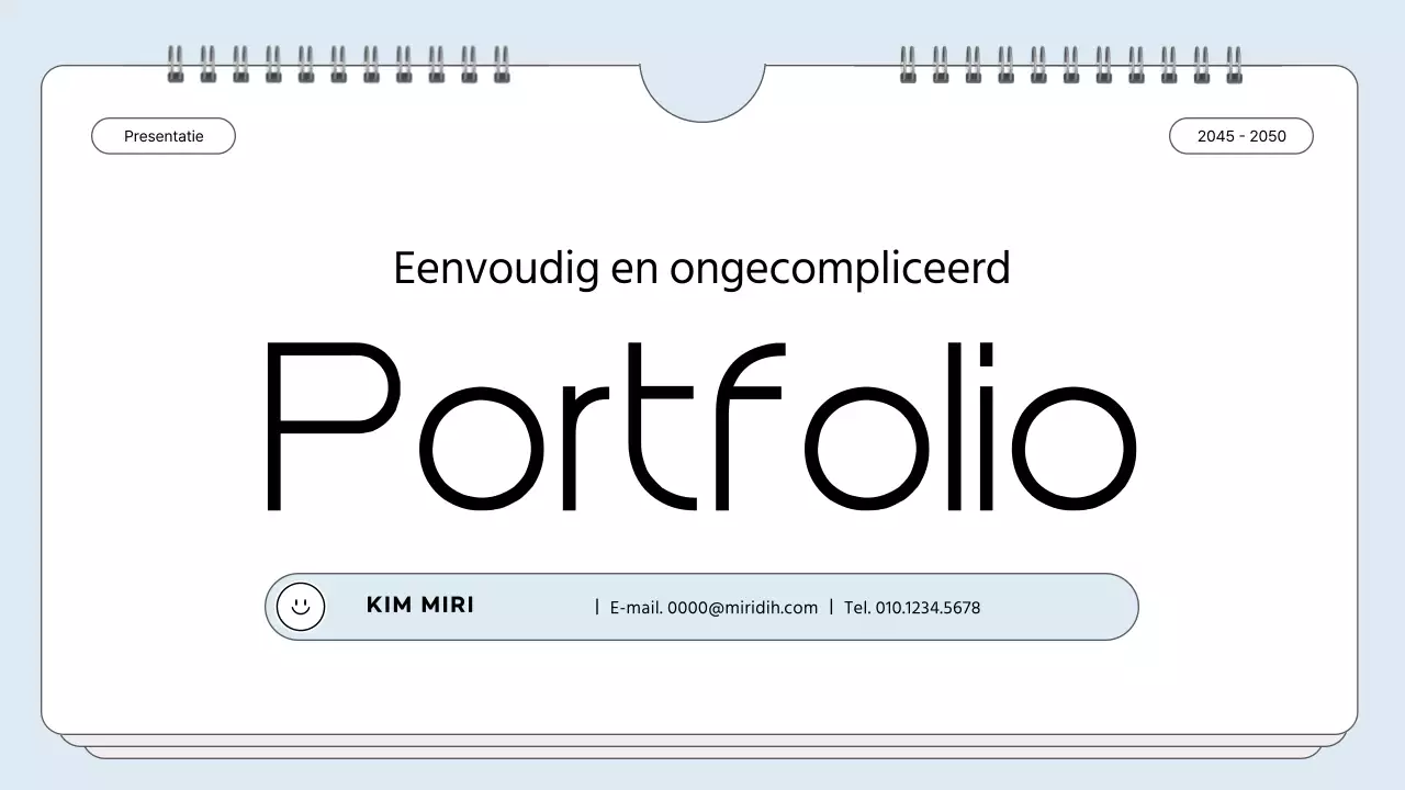 Portfolio met eenvoudig notitieframe in lichtblauw
