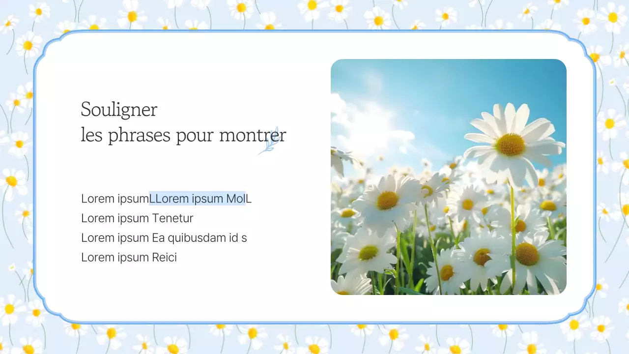 Présentation de simples fleurs d'été en bleu clair et jaune