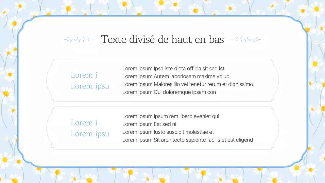 Présentation de simples fleurs d'été en bleu clair et jaune