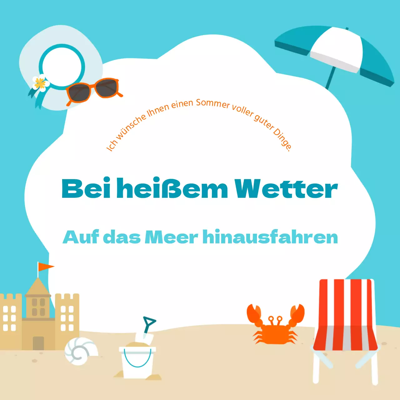 Eine hübsche Sommer-Grußkarte in Hellblau und Weiß