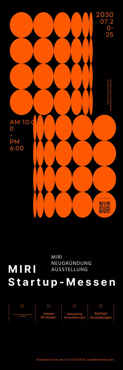 Startup-Messe-Banner mit Neon-Grafiken