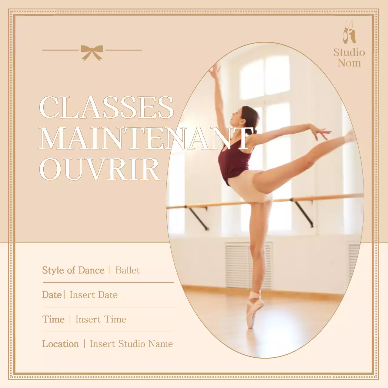 Promouvoir une école de ballet moderne de couleur beige
