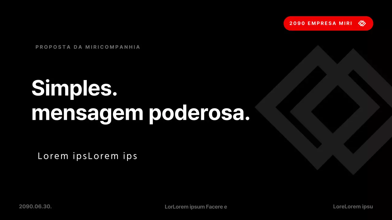 Apresentação empresarial simples em vermelho e preto
