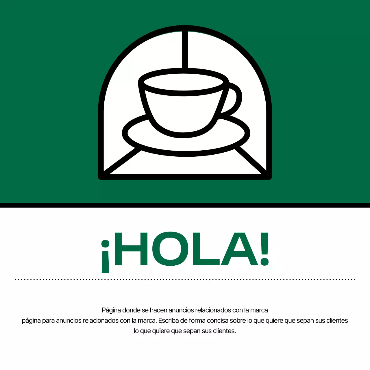 Anuncios de cafés modernos en verde y blanco
