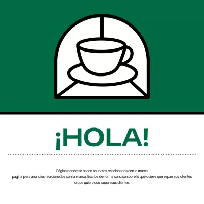 Anuncios de cafés modernos en verde y blanco