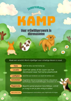 De groene en oranje zomerkampen bij het Animal Care Centre promoten
