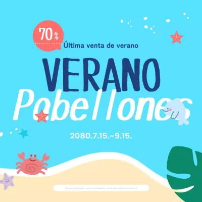 Preciosos anuncios de descuentos de verano en azul claro.