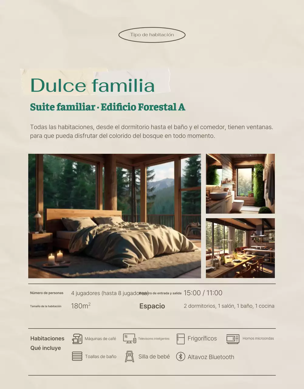 Verde y beige, un acogedor refugio estival para los sentidos