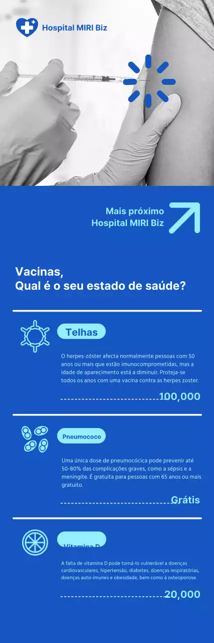 Vacinas hospitalares num fundo azul limpo