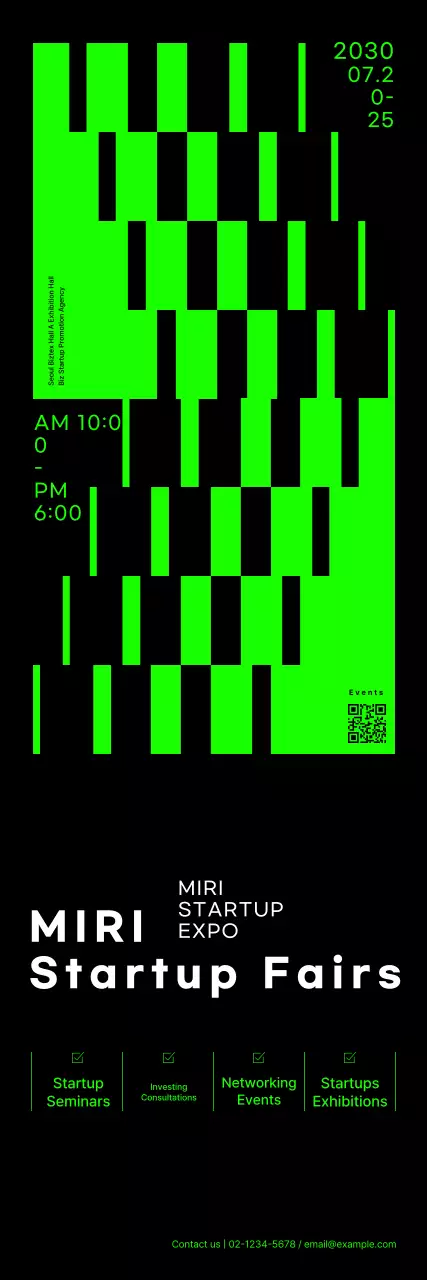 Cartaz de feira de arranque com gráficos em forma de néon