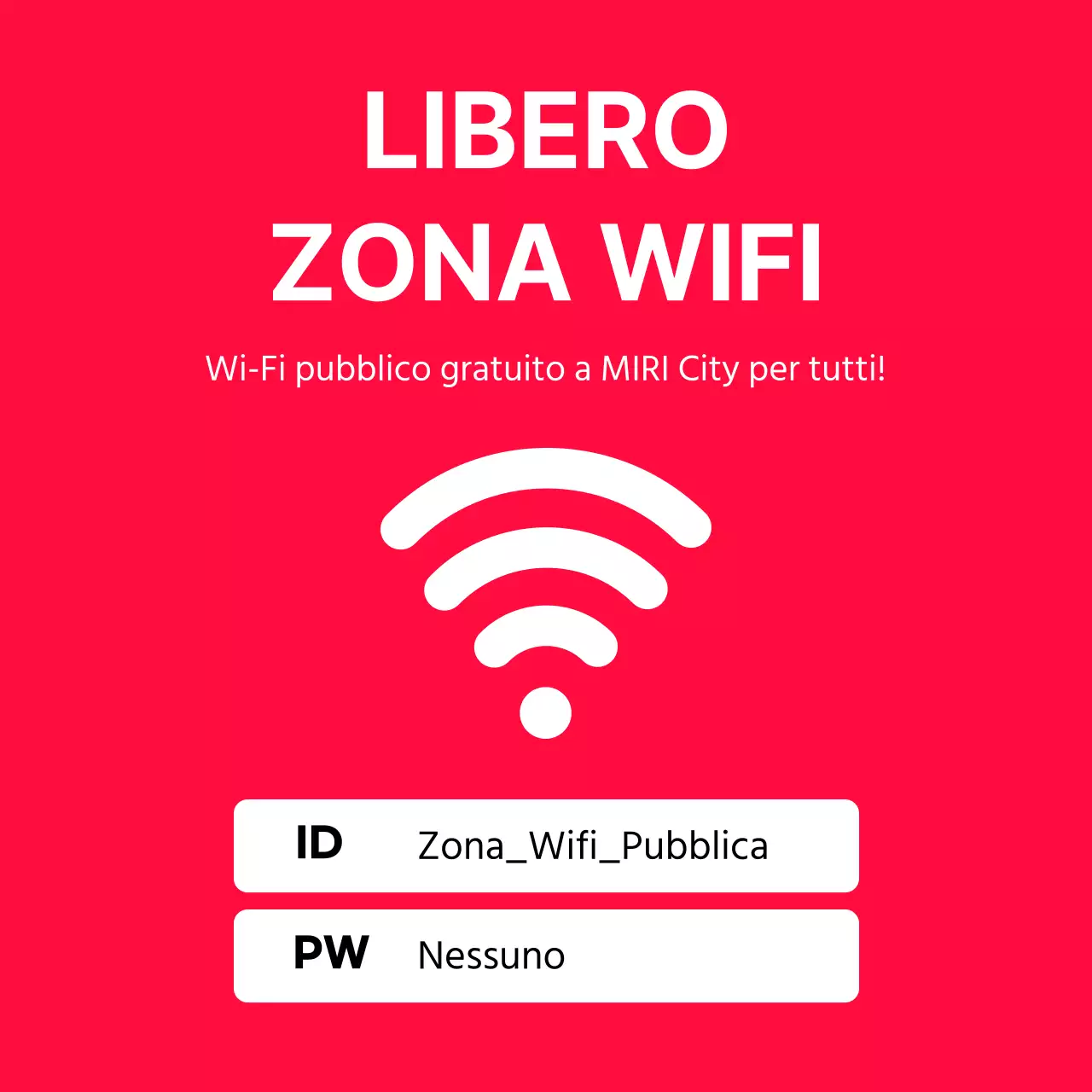 Annunci Wi-Fi gratuiti evidenziati in rosso e bianco