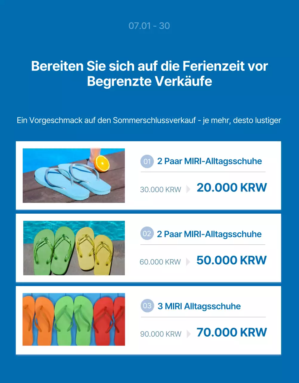 Eine einfache Einführung in den saisonalen Verkauf in Marineblau und Weiß