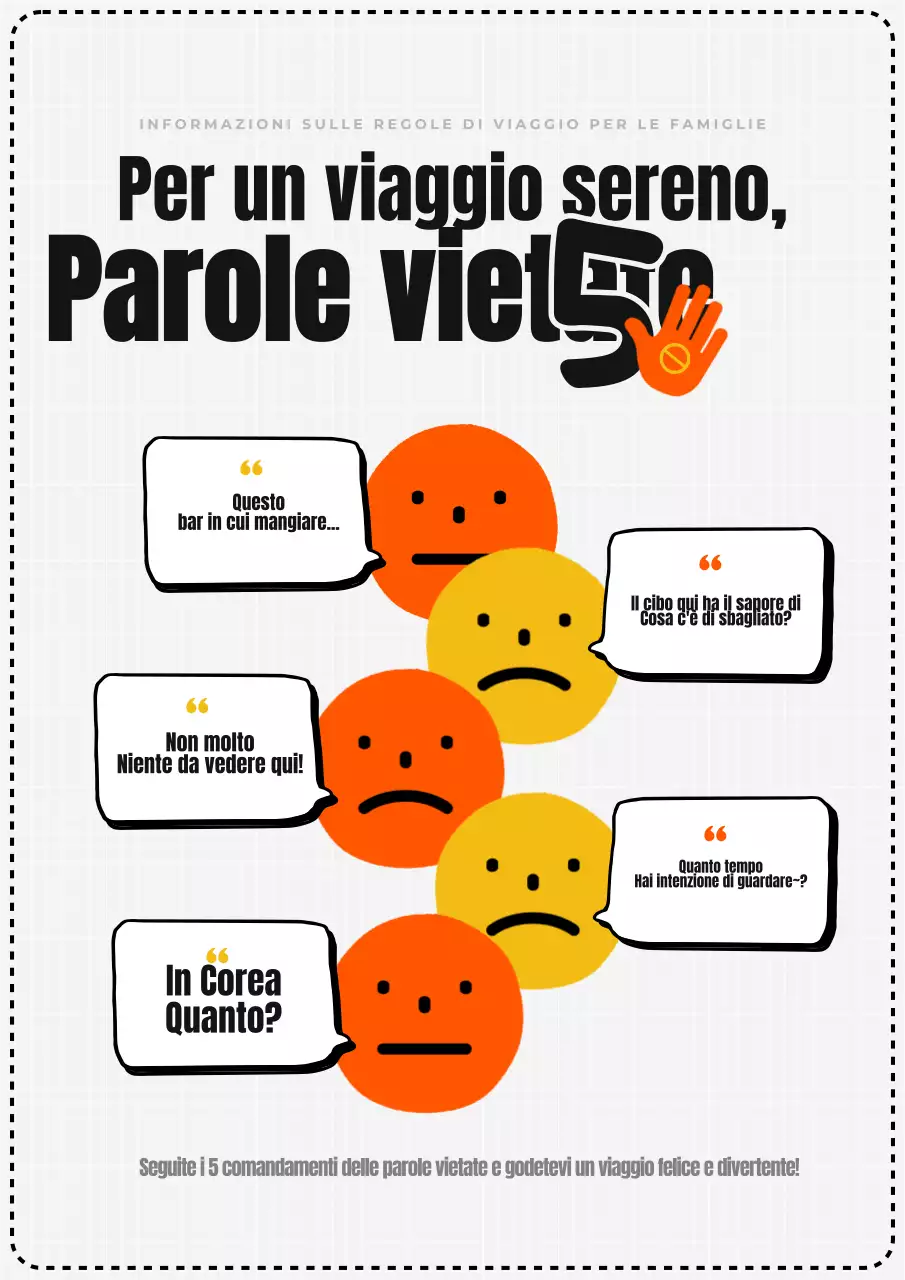 La campagna di parole vietate per il viaggio della famiglia arancione e gialla
