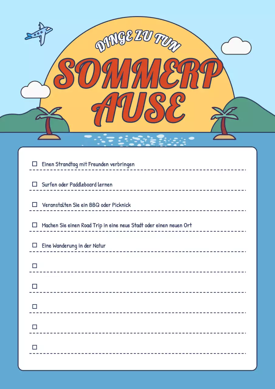 Niedlicher gelber und blauer Sommerferien-Notizblock