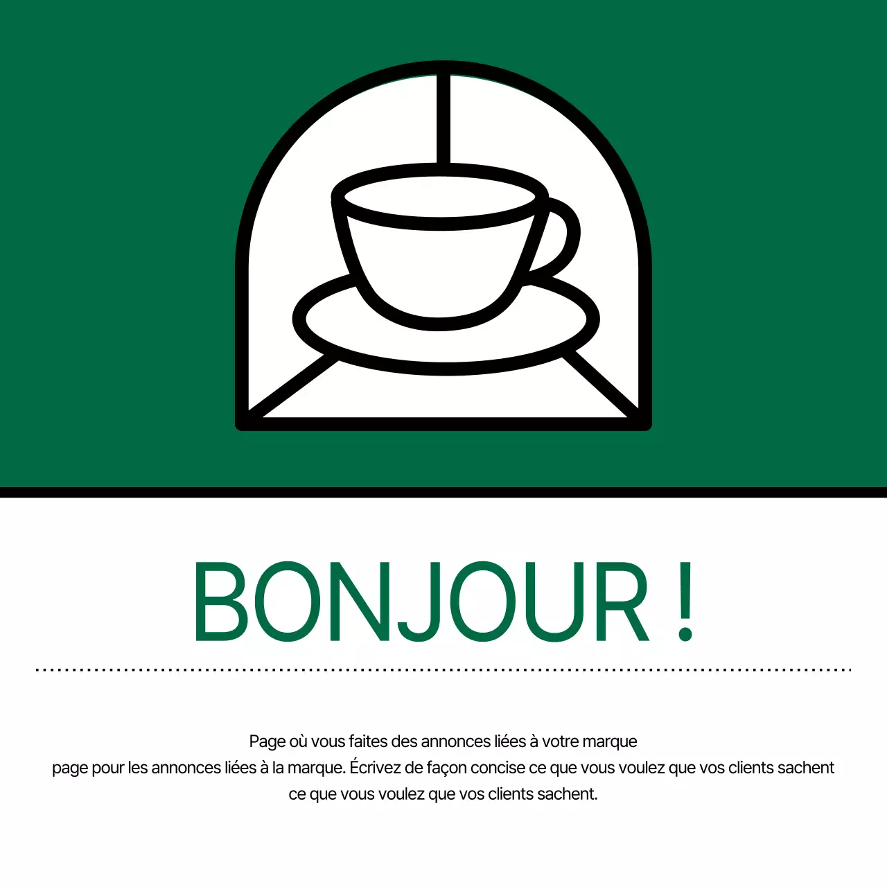 Annonces de cafés modernes vertes et blanches