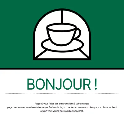 Annonces de cafés modernes vertes et blanches