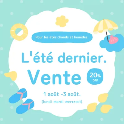 Annonce d'une belle remise estivale dans les tons bleu clair et menthe.