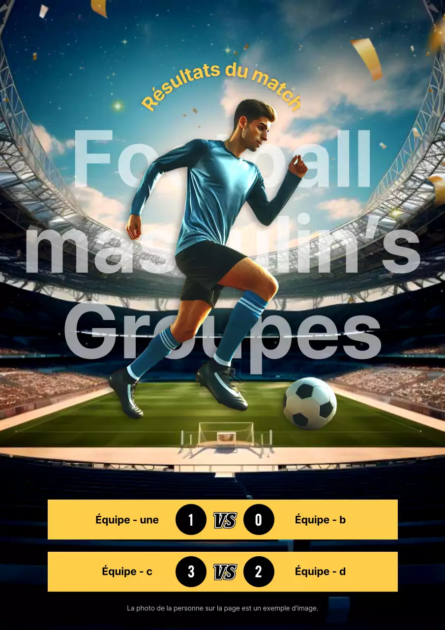 Annonces de résultats de matchs de football surlignées en jaune et noir