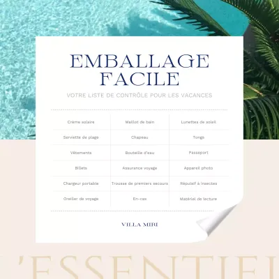 Comment faire sa valise pour des vacances d'été modernes en beige et bleu ?