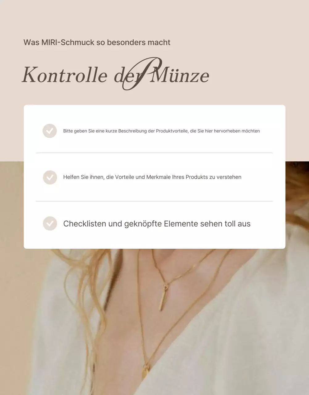 Förderung von trendigem Accessoire-Schmuck in Braun- und Beigetönen