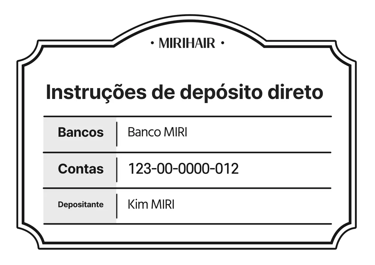 Instruções de débito direto modernas, a preto e branco