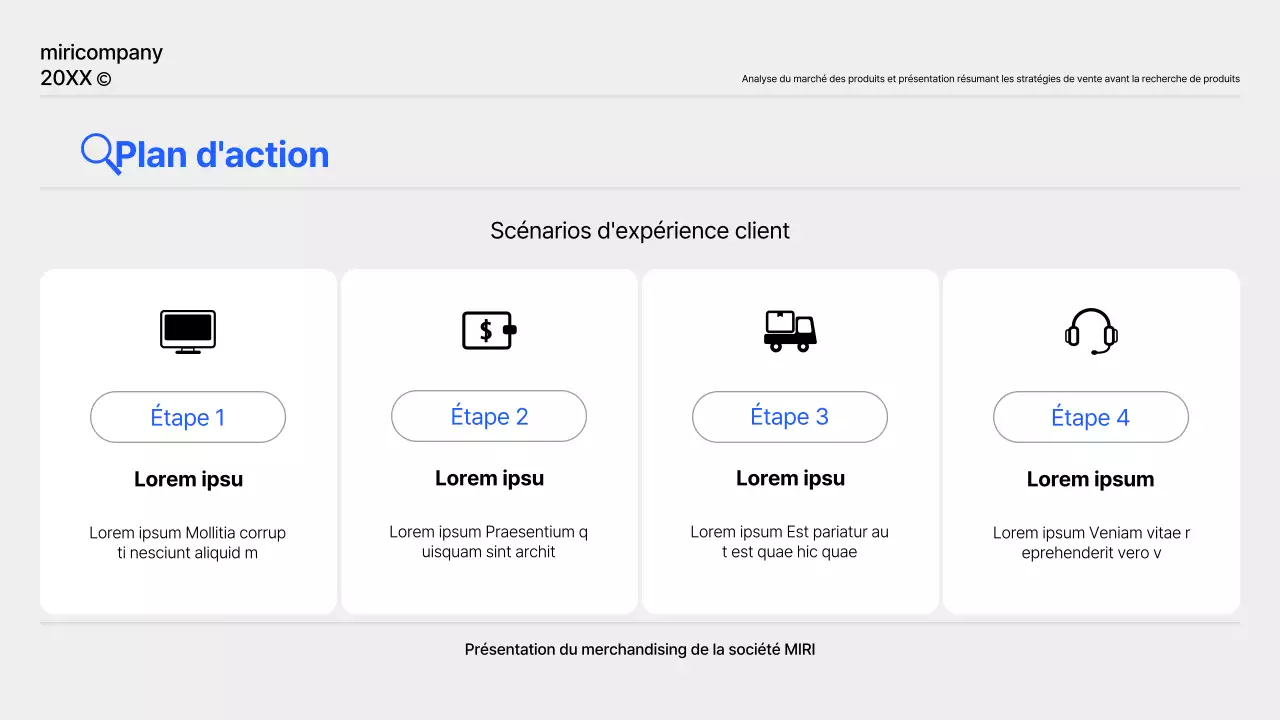 Un rapport simple sur la planification des produits en bleu et gris