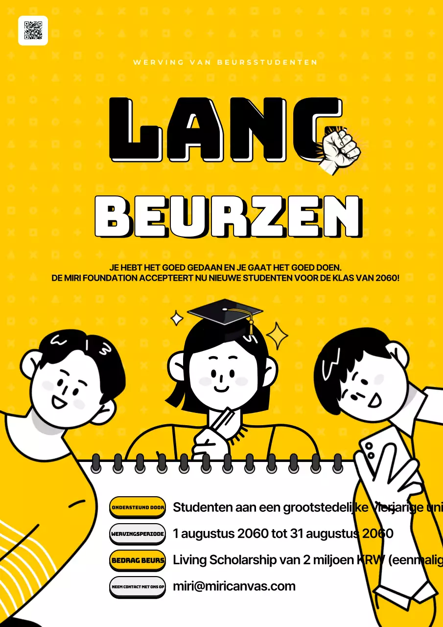 Geel en zwart geaccentueerde stijl universiteit beurs selectie aankondiging