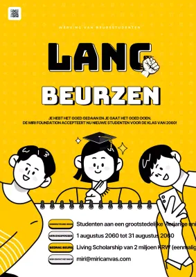 Geel en zwart geaccentueerde stijl universiteit beurs selectie aankondiging