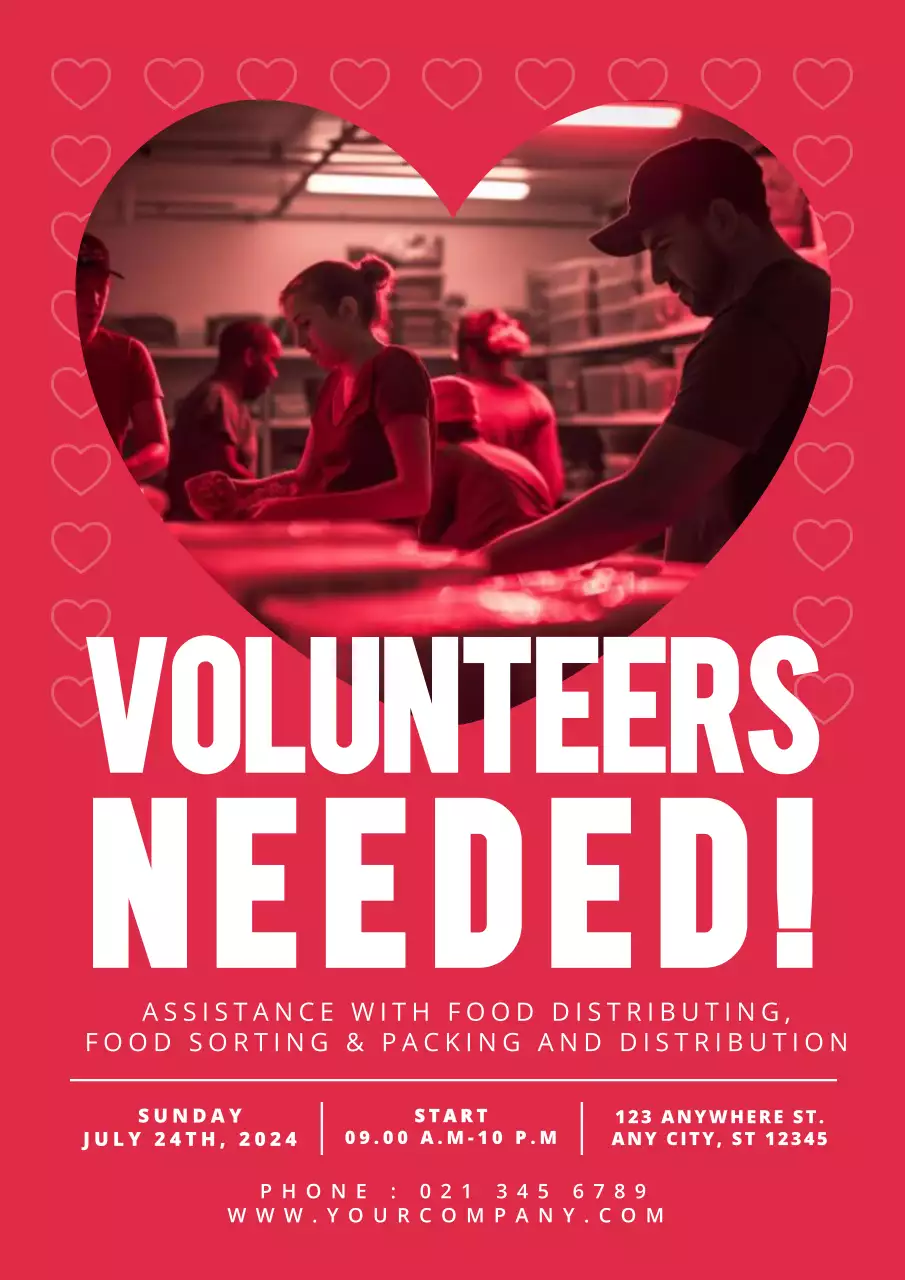 Red Bold Volunteer Event Poster
