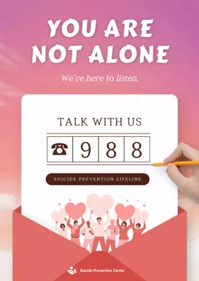 Pink Modern Mental Health Announcement Poster