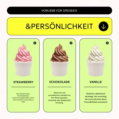 Trendige Eiscreme-Persönlichkeitsposten in Gelb und Chartreuse
