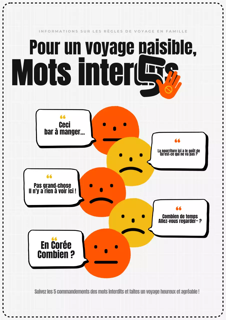 La famille orange et jaune voyage campagne de mots interdits