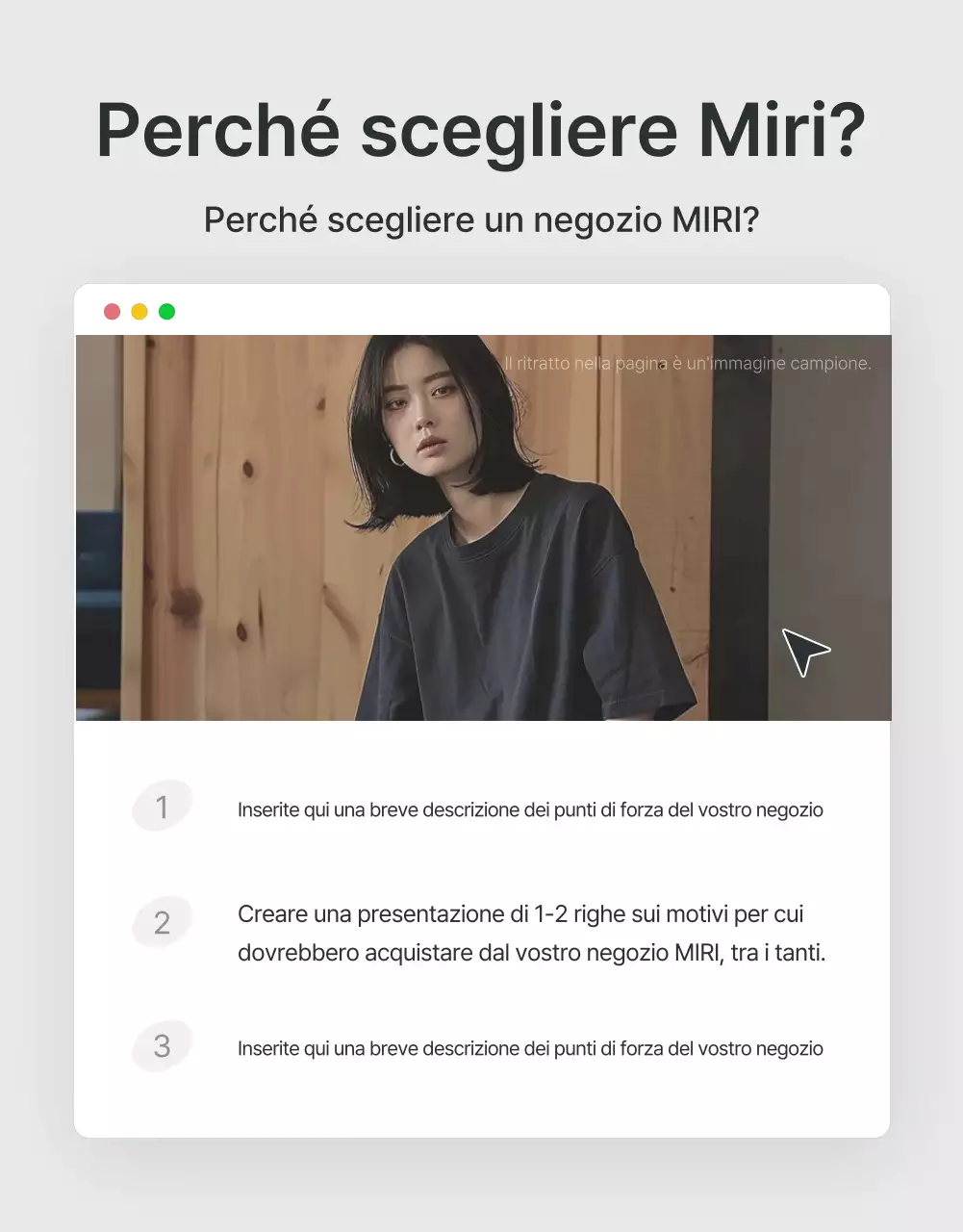 Promuovete la vostra pagina introduttiva in un centro commerciale di moda di tendenza nei colori grigio e azzurro
