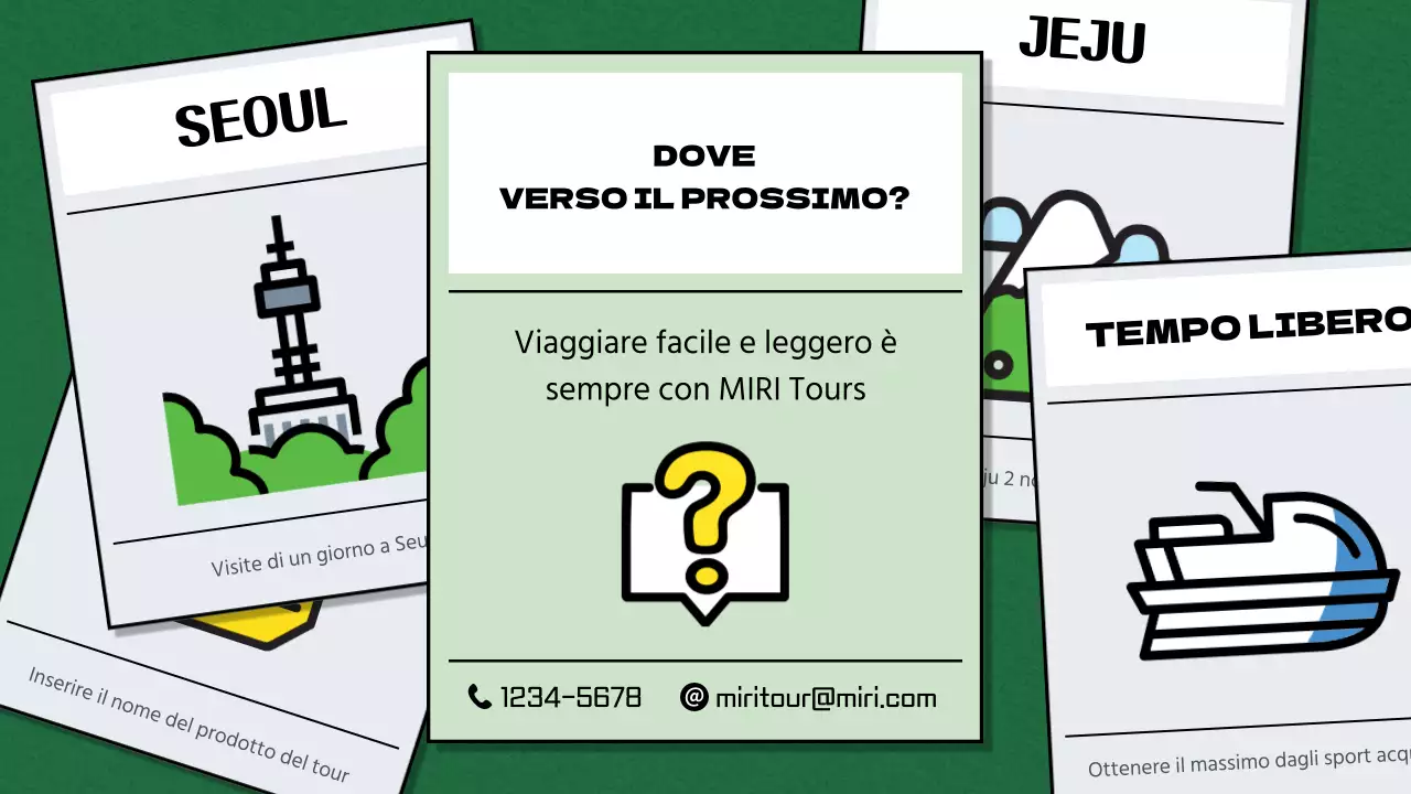 Promuovere i pacchetti turistici nazionali in uno stile verde e blu, da gioco da tavolo, ma con un tocco di classe.