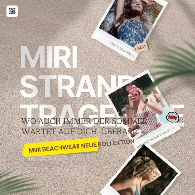 Werben Sie für tropische Sommer-Badebekleidung in Beige und Grün