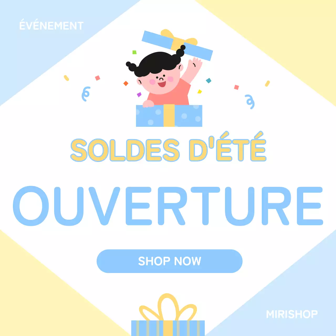 Un simple billet de soldes d'été en jaune et bleu clair
