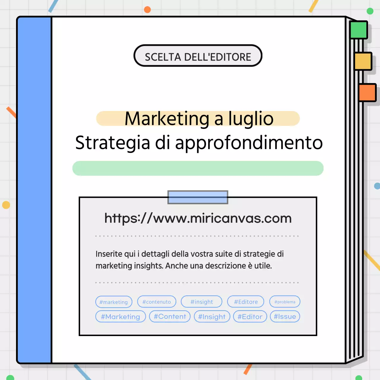 Promuovere una semplice strategia di marketing insight in nero e azzurro