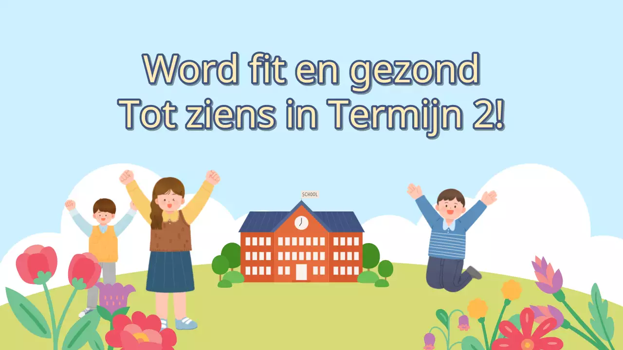 Een lichtblauwe en chartreuse zomervakantiepresentatie voor scholen
