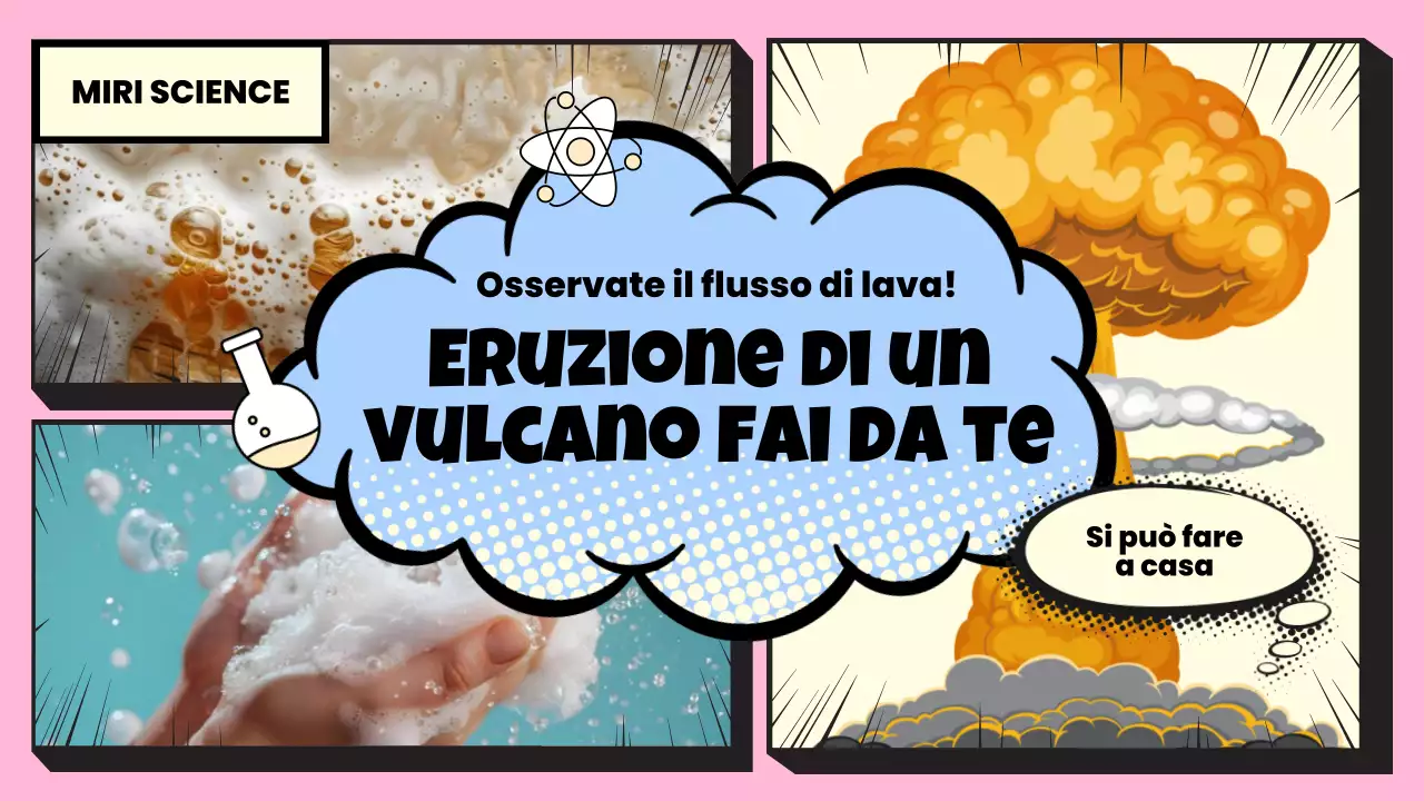 Creare bolle vulcaniche a casa con macchie di blu e rosa Esperimento scientifico spiegato