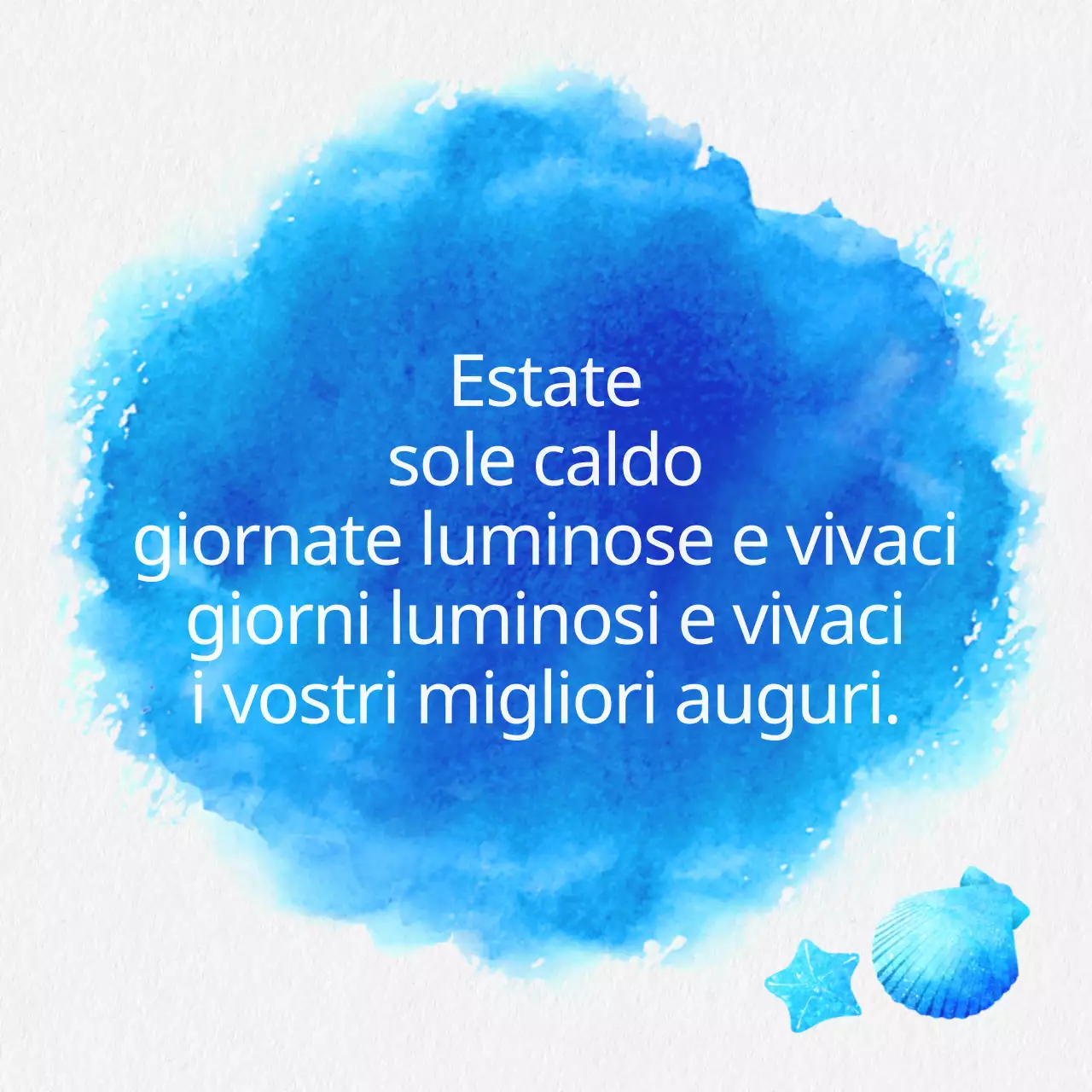 Collezione di auguri estivi in calligrafia semplice in azzurro e blu